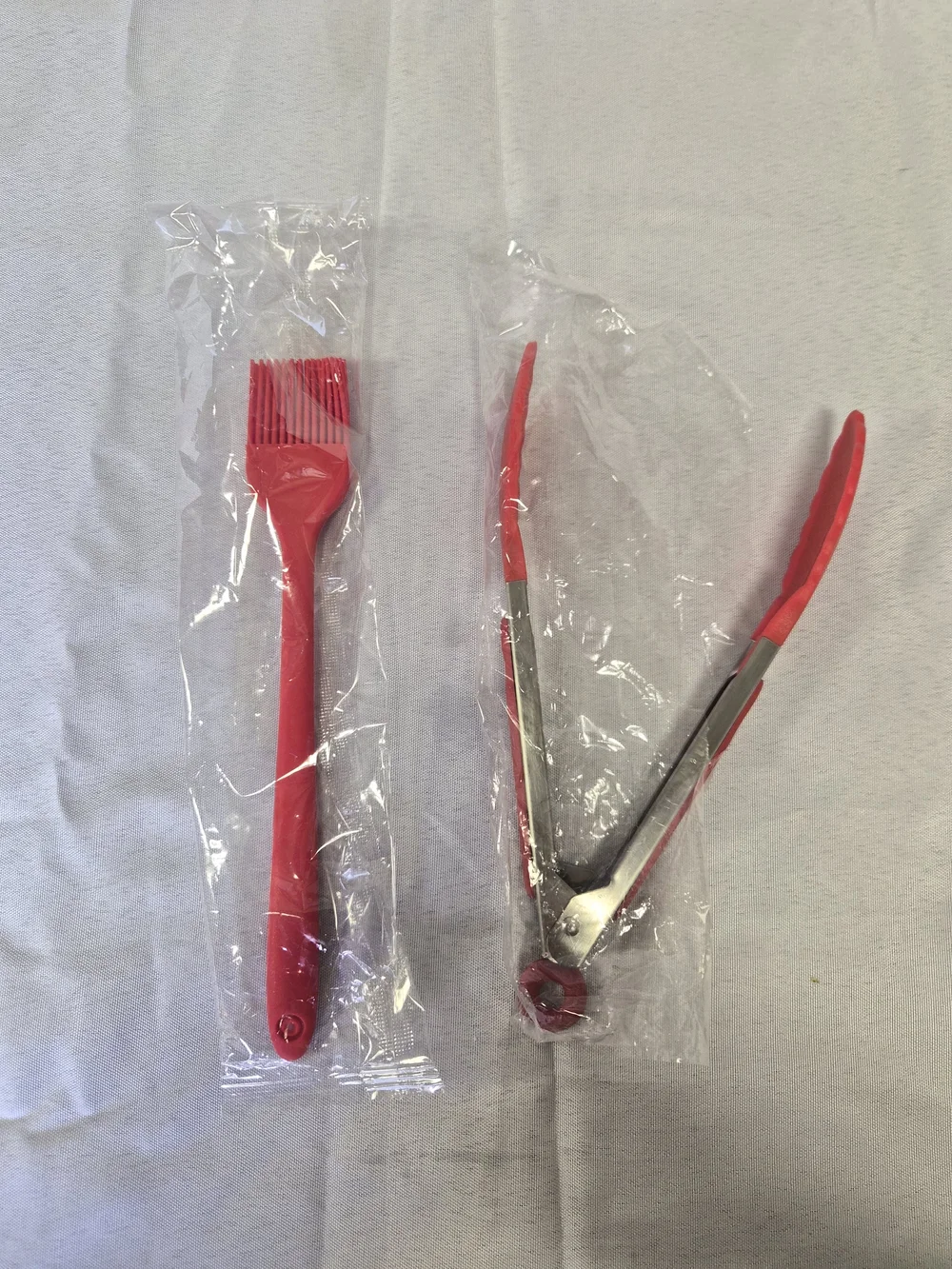 Red Silicone Basting Brush and Tongs Set - Home Party Supplies